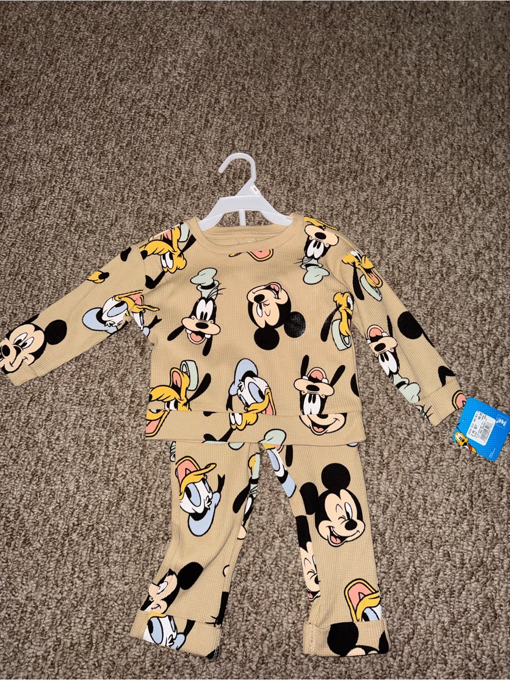 Disney Beige Kids Matching Set with Mickey & Friends Print (18m)